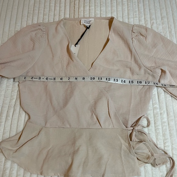 NWT | Olive & Oak | Cream Faux Wrap Blouse - Picture 11 of 15